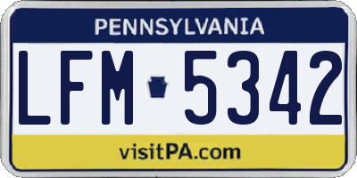 PA license plate LFM5342