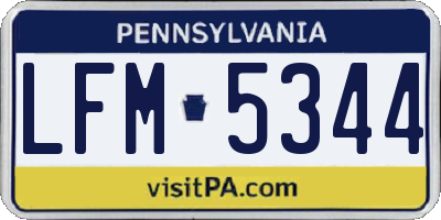 PA license plate LFM5344