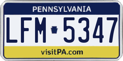 PA license plate LFM5347