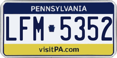 PA license plate LFM5352