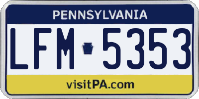 PA license plate LFM5353