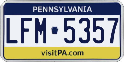 PA license plate LFM5357