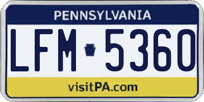 PA license plate LFM5360