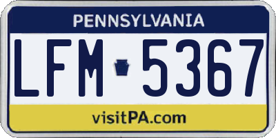 PA license plate LFM5367