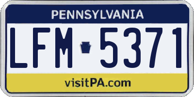 PA license plate LFM5371