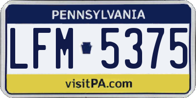 PA license plate LFM5375