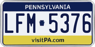 PA license plate LFM5376