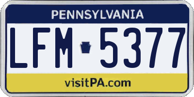 PA license plate LFM5377