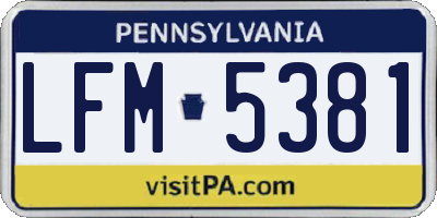 PA license plate LFM5381