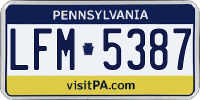 PA license plate LFM5387