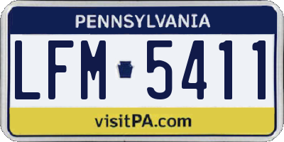 PA license plate LFM5411
