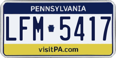 PA license plate LFM5417