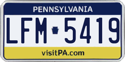 PA license plate LFM5419