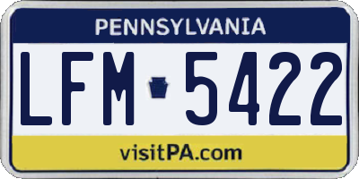 PA license plate LFM5422