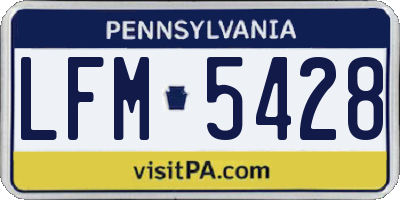 PA license plate LFM5428