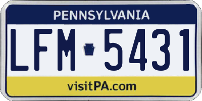 PA license plate LFM5431