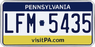 PA license plate LFM5435