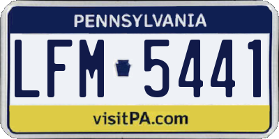 PA license plate LFM5441