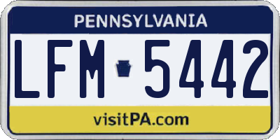 PA license plate LFM5442