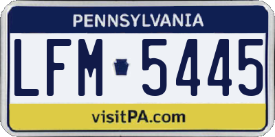 PA license plate LFM5445