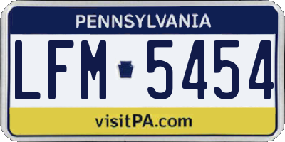 PA license plate LFM5454