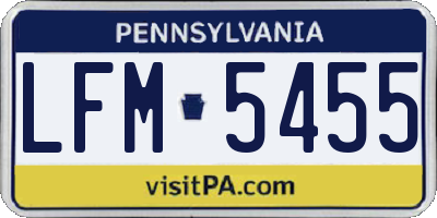 PA license plate LFM5455