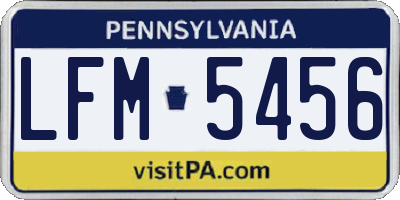 PA license plate LFM5456