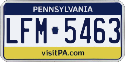 PA license plate LFM5463