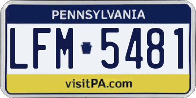 PA license plate LFM5481