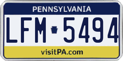 PA license plate LFM5494