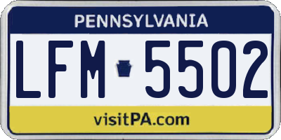 PA license plate LFM5502