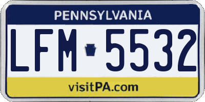 PA license plate LFM5532