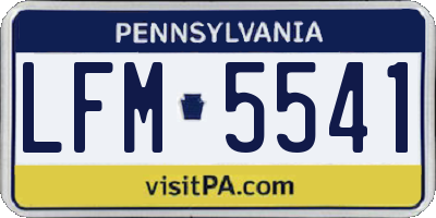PA license plate LFM5541