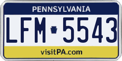 PA license plate LFM5543