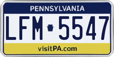 PA license plate LFM5547