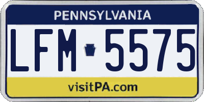 PA license plate LFM5575