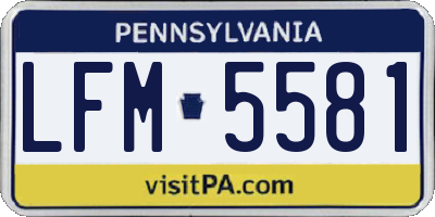 PA license plate LFM5581