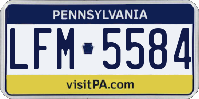 PA license plate LFM5584