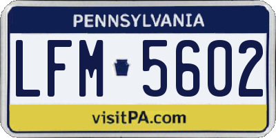 PA license plate LFM5602