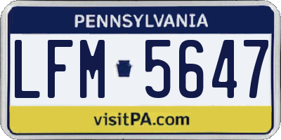 PA license plate LFM5647