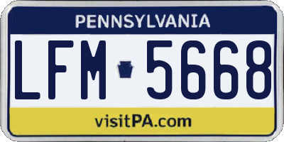PA license plate LFM5668