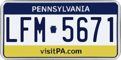 PA license plate LFM5671
