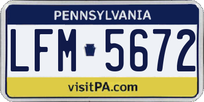 PA license plate LFM5672
