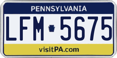 PA license plate LFM5675