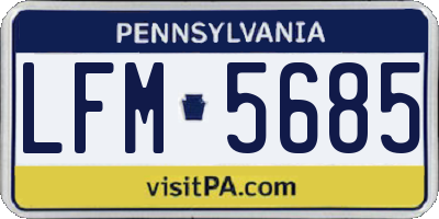 PA license plate LFM5685