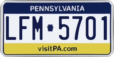 PA license plate LFM5701