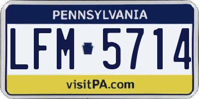 PA license plate LFM5714