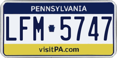 PA license plate LFM5747