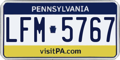 PA license plate LFM5767