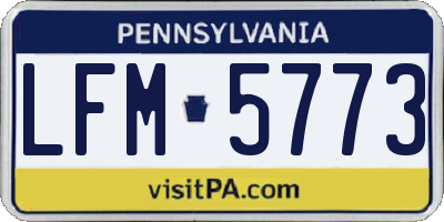 PA license plate LFM5773